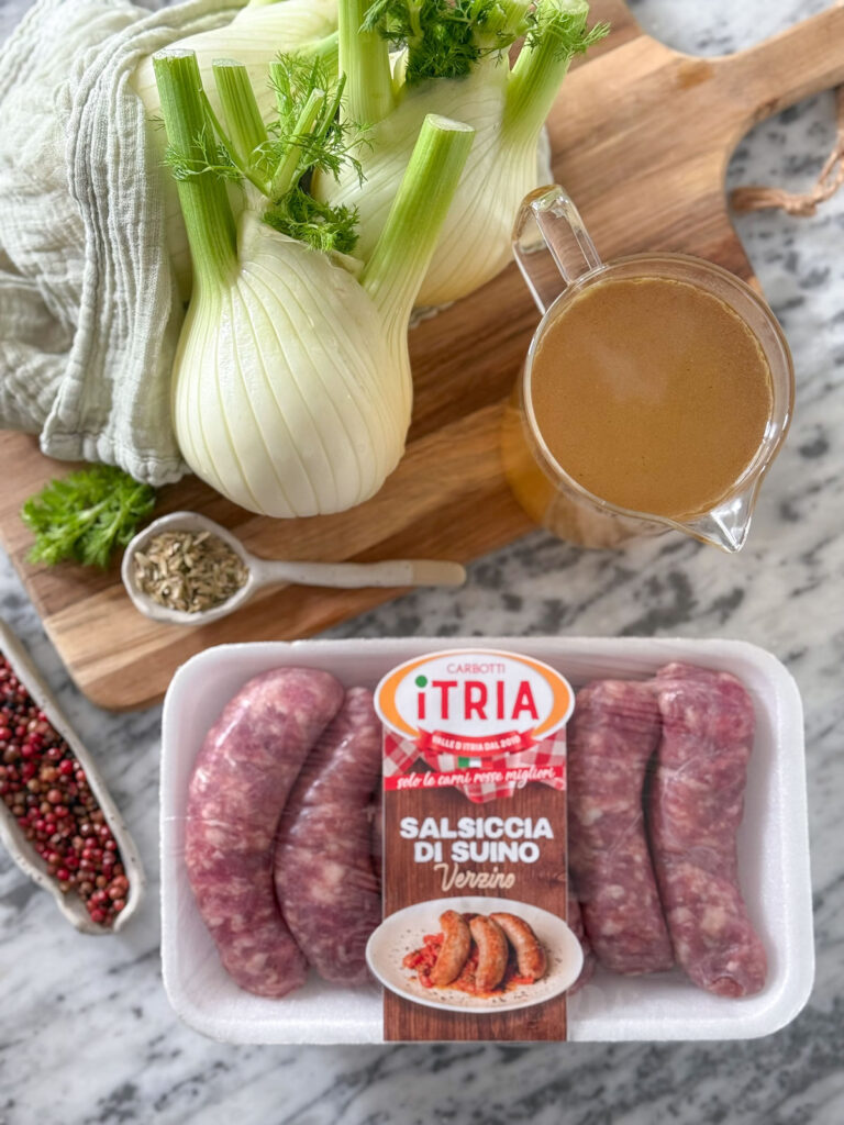 Salsicce brasate con i finocchi