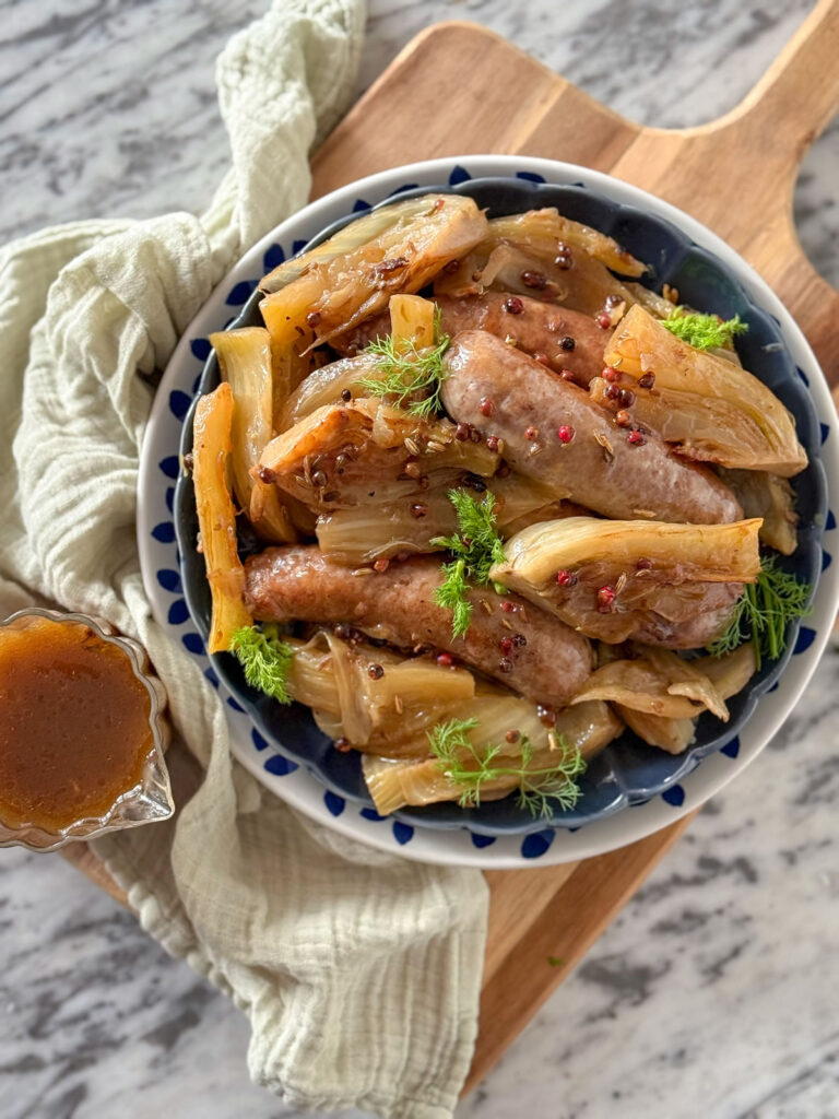 Salsicce brasate con i finocchi