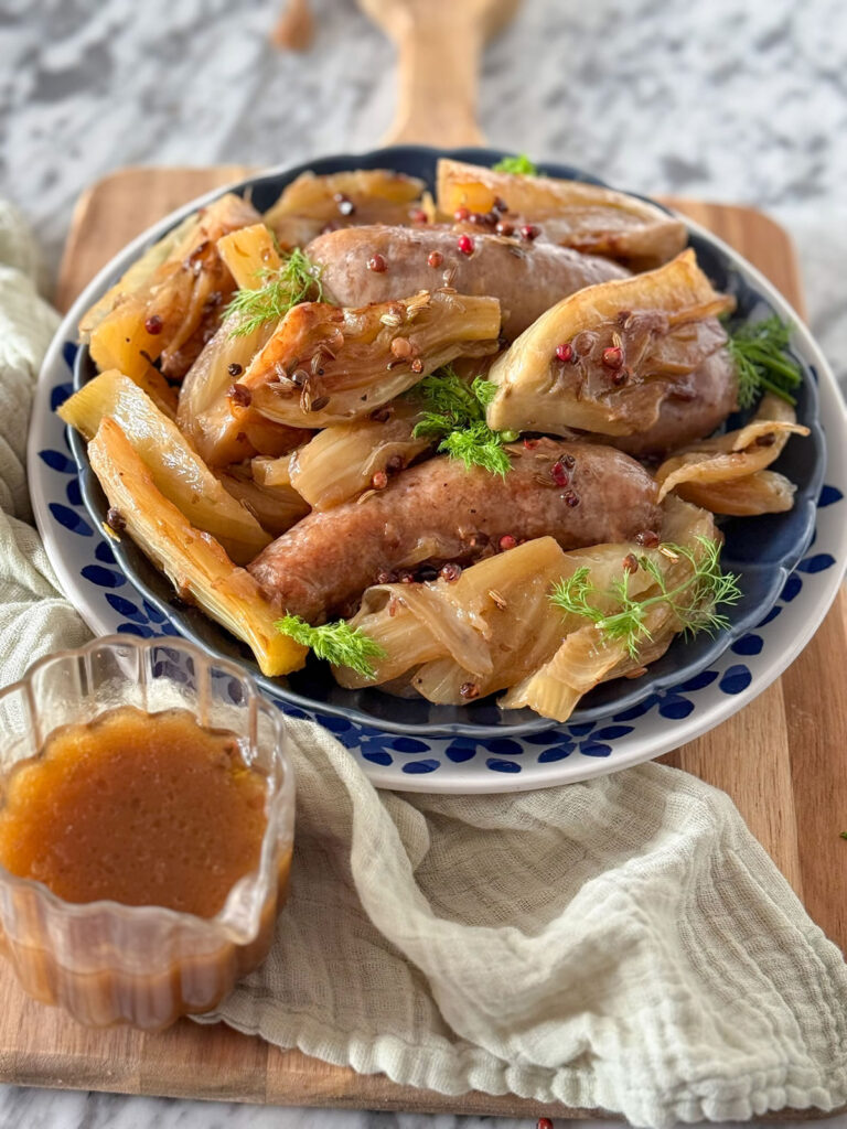 Salsicce brasate con i finocchi